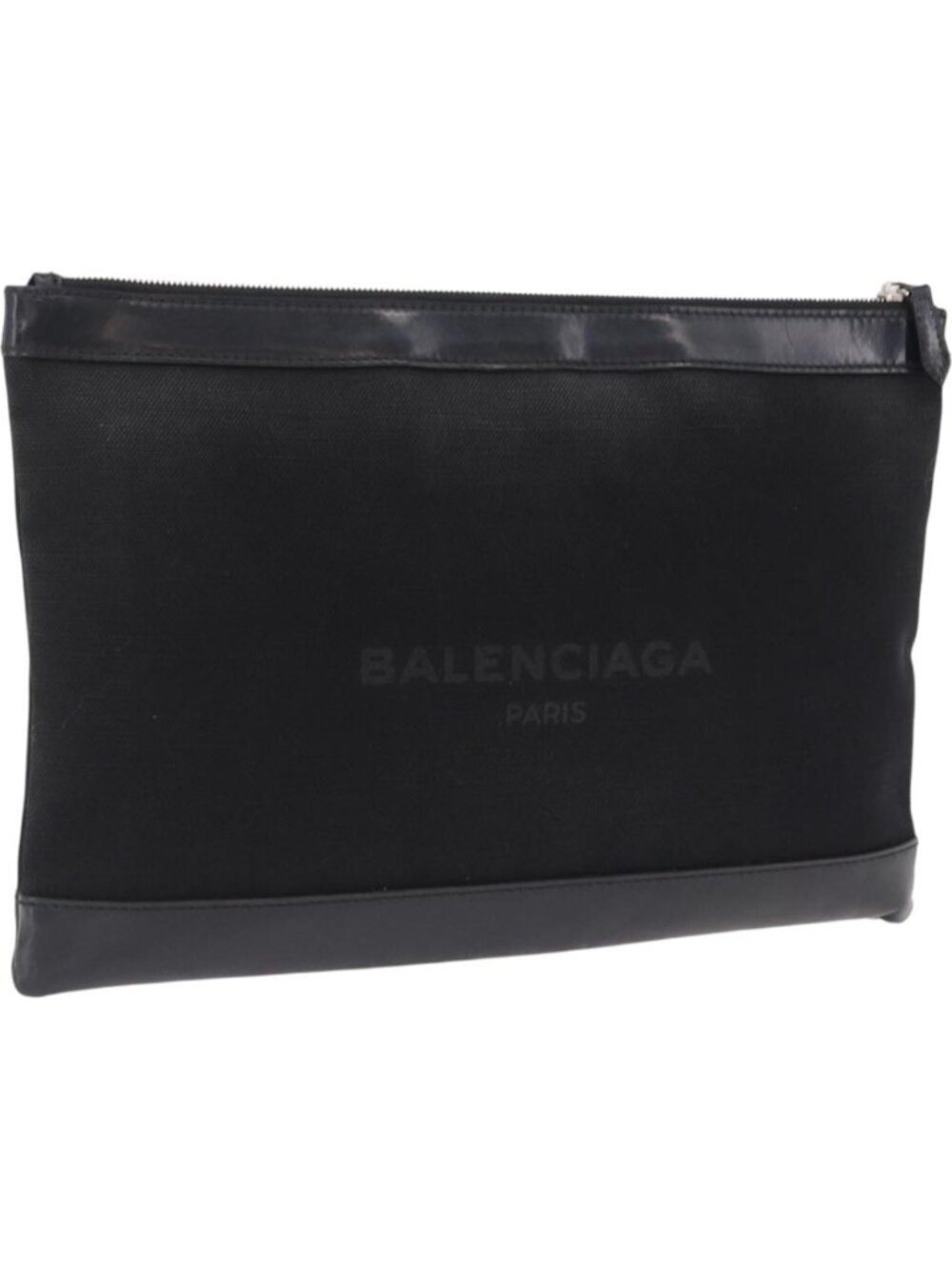 Balenciaga Clutch Bag Canvas Silver Black 373840